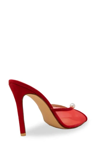 Chase & Chloe Chase And Chloe Halston Faux Pearl Mesh Sandal In Red