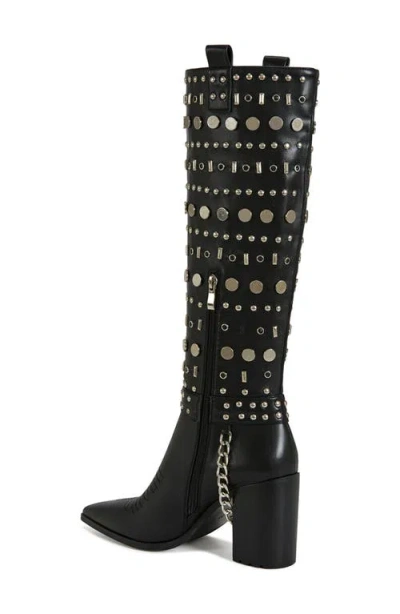 Azalea Wang Julette Studded Pointed Toe Boot In Black