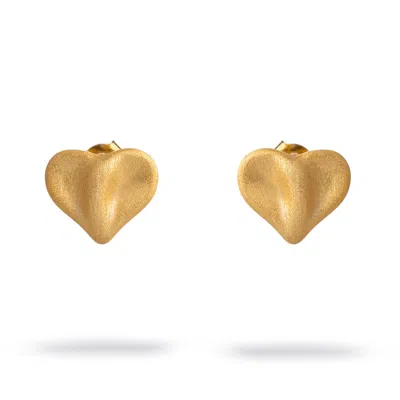 Ebru Jewelry Women's Golden Heartbeat Stud Earrings - Gold In Gold