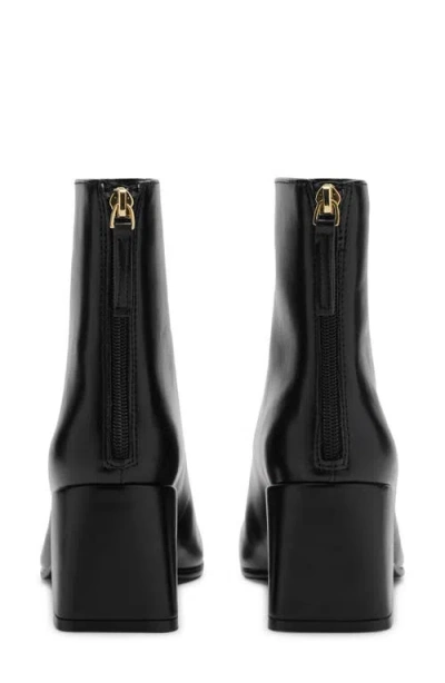 Mango Block Heel Bootie In Black