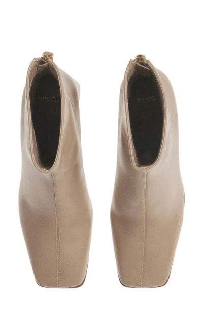 Mango Block Heel Bootie In Neutral