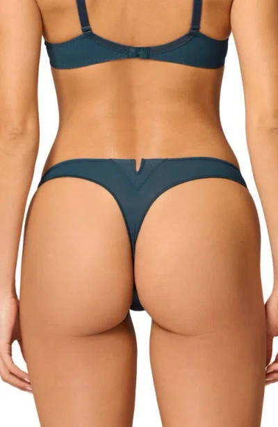 Simone Perele Saga Lace Trim Thong In Blue
