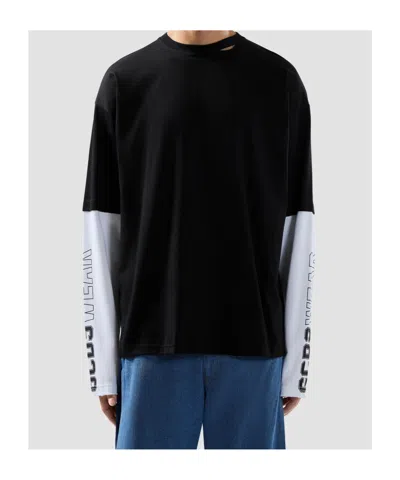 Gcds Printed Long Sleeve T-shirt With Graphic Design In Black