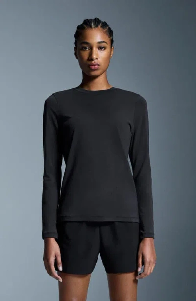 On Focus Lg Sleeve Performance Running T-shirt In Black