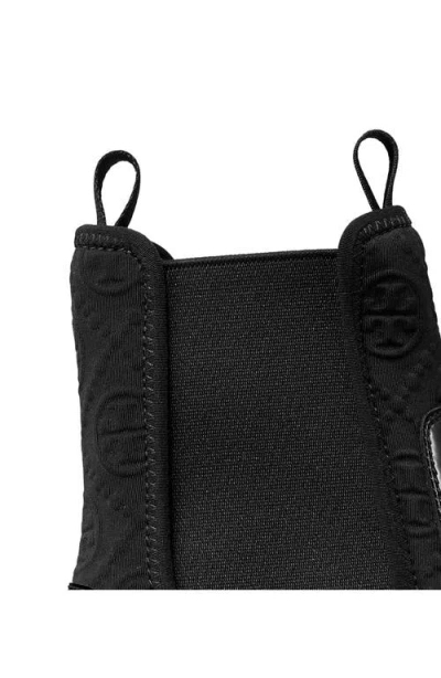 Tory Burch Black Leather And Fabric Chelsea Ankle Boots In Black