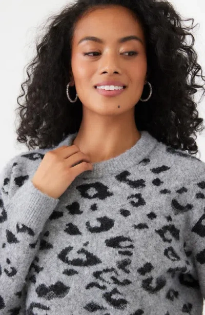 Karen Kane Metallic Animal Print Crewneck Sweater In Gray