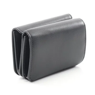 Balenciaga Black Leather Wallet (tri-fold) In Black
