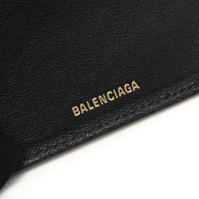 Balenciaga Black Leather Wallet (tri-fold) In Black