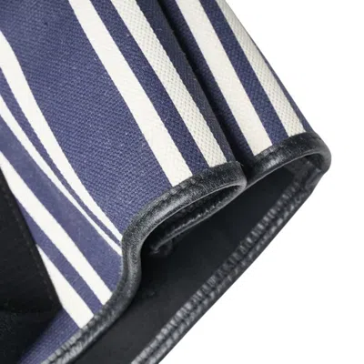 Pre-owned Balenciaga Navy White Canvas Leather Handbag Tote Bag ()