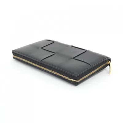 Pre-owned Bottega Veneta Black Leather Long Wallet (bi-fold) ()