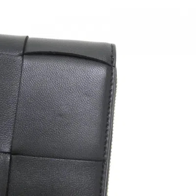 Pre-owned Bottega Veneta Black Leather Long Wallet (bi-fold) ()