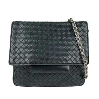 Pre-owned Bottega Veneta Black Silver Leather Metal Shoulder Bag ()