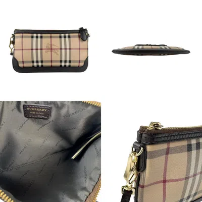 Pre-owned Burberry Beige Brown Coated Canvas Leather Shoulder Bag ()