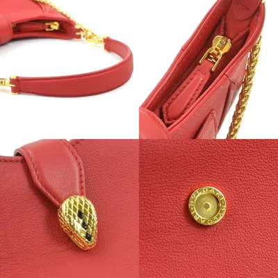 Pre-owned Bvlgari Red Color Leather Handbag Shoulder Bag ()