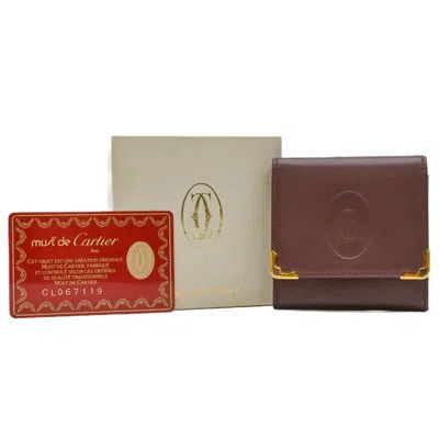 Pre-owned Cartier Bordeaux Leather Coin Purse/coin Case () In Burgundy