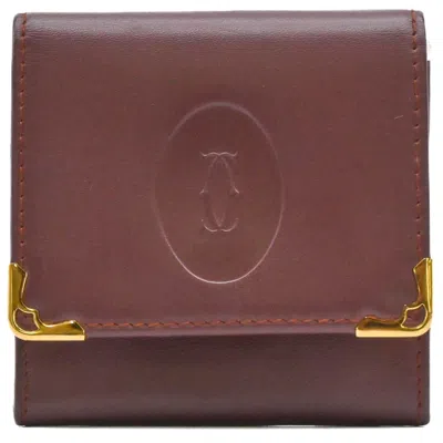 Pre-owned Cartier Bordeaux Leather Coin Purse/coin Case () In Burgundy