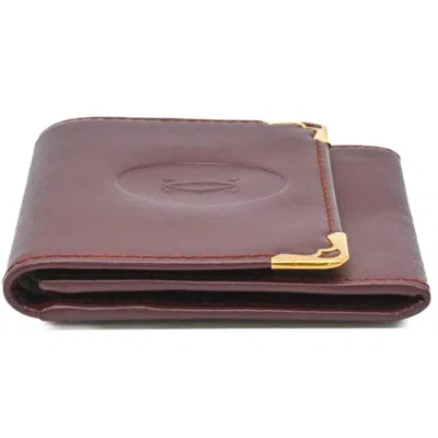 Pre-owned Cartier Bordeaux Leather Coin Purse/coin Case () In Burgundy