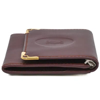 Pre-owned Cartier Bordeaux Leather Coin Purse/coin Case () In Burgundy