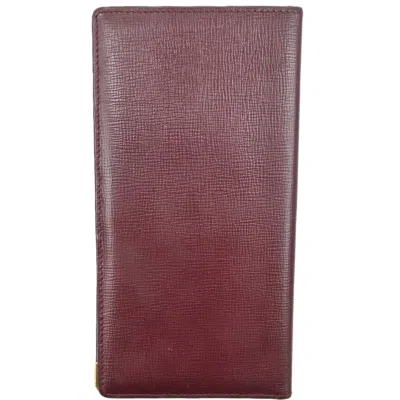 Pre-owned Cartier Bordeaux Red Color Leather Long Wallet (bi-fold) () In Burgundy