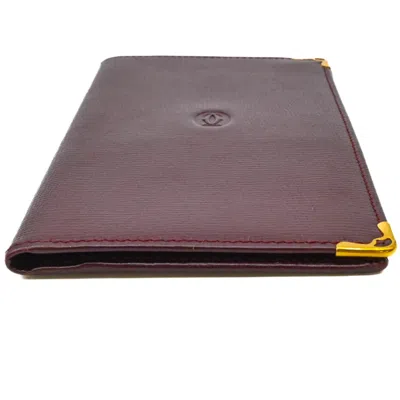 Pre-owned Cartier Bordeaux Red Color Leather Long Wallet (bi-fold) () In Burgundy