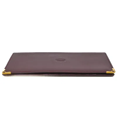 Pre-owned Cartier Bordeaux Red Color Leather Long Wallet (bi-fold) () In Burgundy