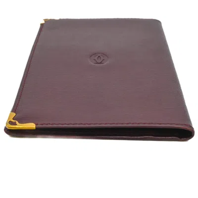 Pre-owned Cartier Bordeaux Red Color Leather Long Wallet (bi-fold) () In Burgundy