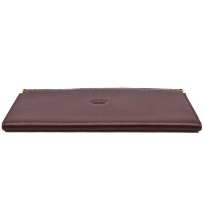 Pre-owned Cartier Bordeaux Red Color Leather Long Wallet (bi-fold) () In Burgundy