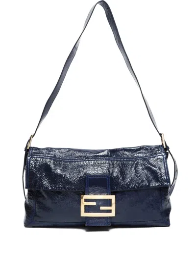 Pre-owned Fendi 2000-2015 Mamma Baguette Shoulder Bag In Blue