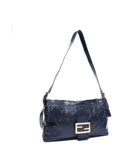 Pre-owned Fendi 2000-2015 Mamma Baguette Shoulder Bag In Blue