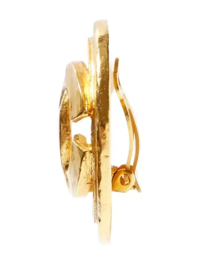 Pre-owned Chanel 1994 Interlocking Cc Clip-on Earrings In Gold