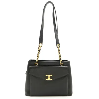 Pre-owned Chanel Black Grained Calfskin Shoulder Bag Tote Bag ()
