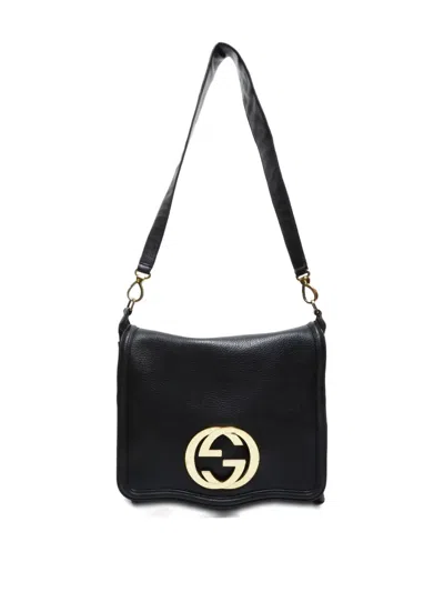 Pre-owned Gucci Interlocking G 单肩包（2000-2020年代典藏款） In Black