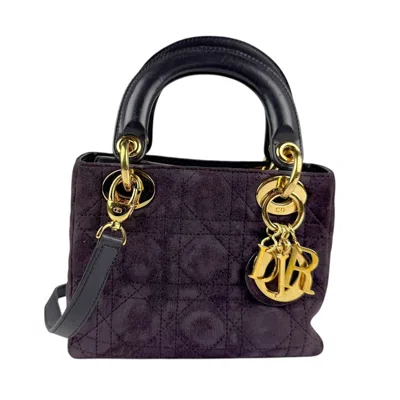 Pre-owned Dior Christian  Black Purple Suede Leather Handbag Shoulder Bag ()