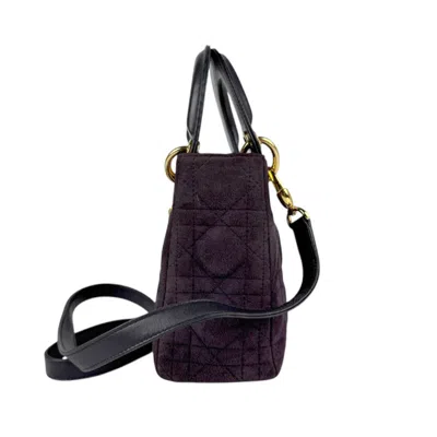 Pre-owned Dior Christian  Black Purple Suede Leather Handbag Shoulder Bag ()