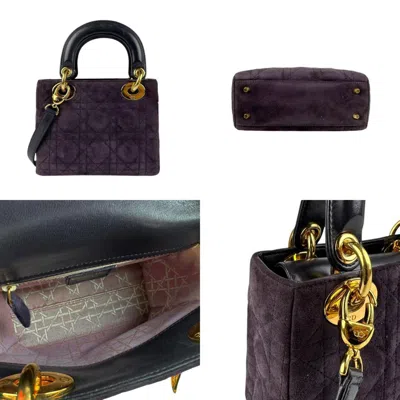 Pre-owned Dior Christian  Black Purple Suede Leather Handbag Shoulder Bag ()