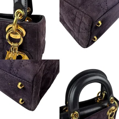 Pre-owned Dior Christian  Black Purple Suede Leather Handbag Shoulder Bag ()