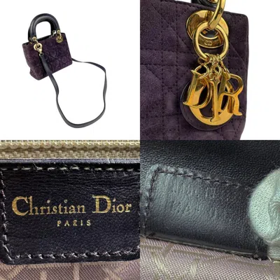 Pre-owned Dior Christian  Black Purple Suede Leather Handbag Shoulder Bag ()