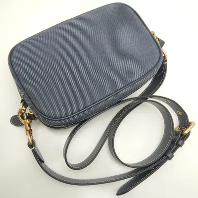 Pre-owned Coach Navy Canvas Leather Shoulder Bag ()