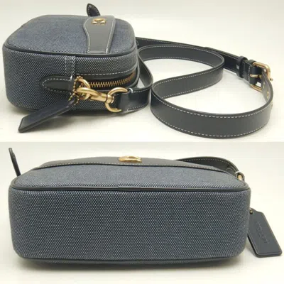 Pre-owned Coach Navy Canvas Leather Shoulder Bag ()