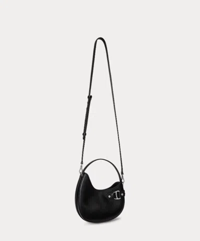 Ralph Lauren Leather Mini Tasha Crossbody Bag In Black