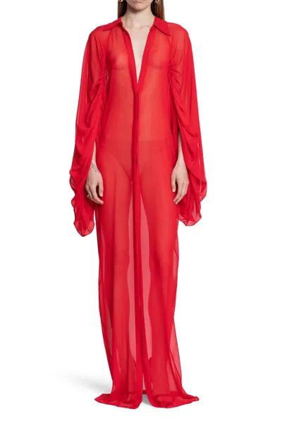 Monot Draped Shirt Dress In Red