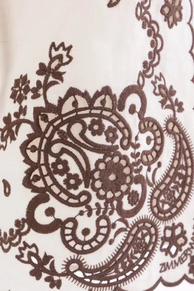 Zimmermann Womens Ivory Chocolate Ascension Embroidered Linen Shorts In Black