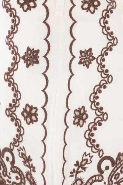 Zimmermann Womens Ivory Chocolate Ascension Embroidered Linen Shorts In Black