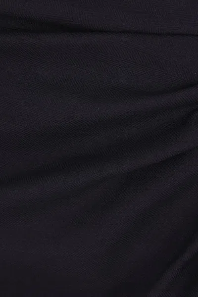 Dries Van Noten Navy Blue Draped Skirt With Brooch In Blue