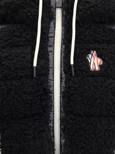 Moncler Padded Gilet With A Wool-effect Texture In Black