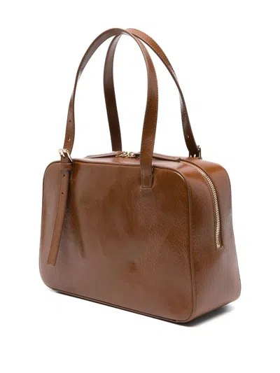 Apc Virginie Brown Shoulder Bag With Removable Shoulder Strap And Front Logo In Leather Woman