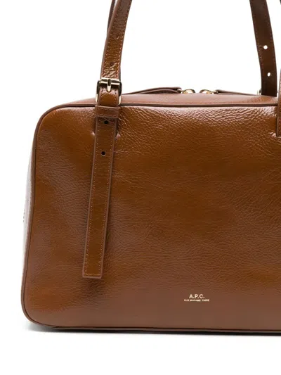 Apc Virginie Brown Shoulder Bag With Removable Shoulder Strap And Front Logo In Leather Woman