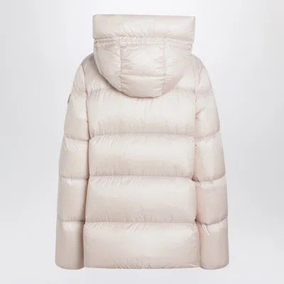 Moncler Hooded Long Puffer Jacket Side Pockets In Pink
