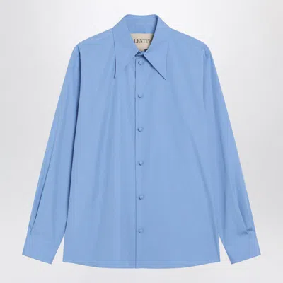 Valentino Long Sleeve Poplin Shirt Featuring Collar In Blue