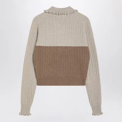 Chloé Two-tone Wool And Cashmere Cable-knit Sweater Women In Brown